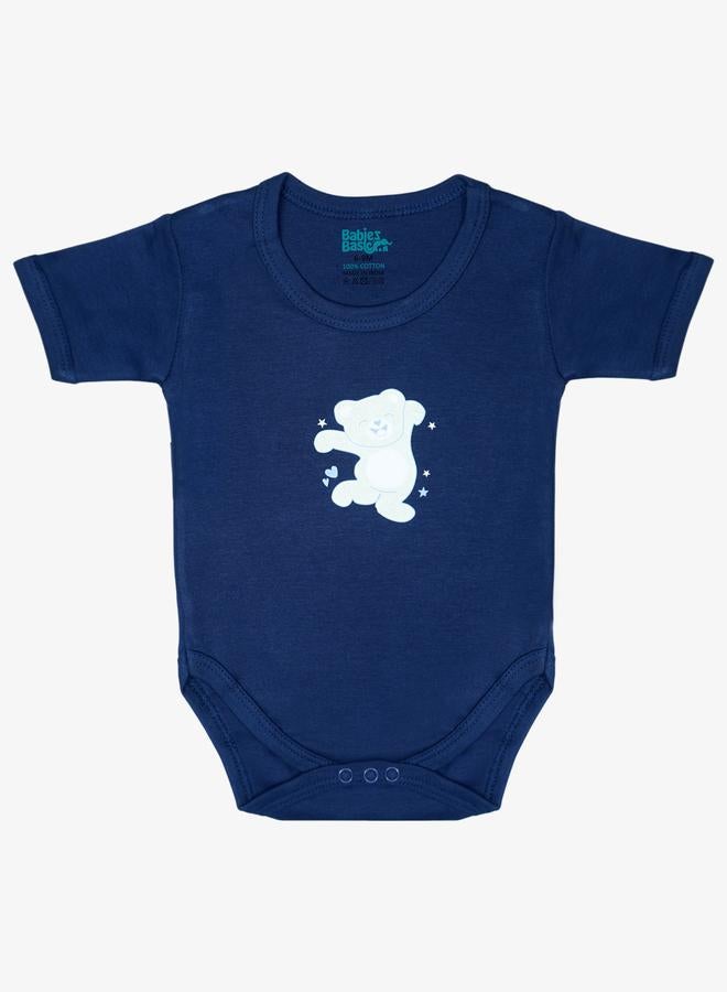 Babies Basic 5-Piece 100% Cotton Bib, Romper, Mittens, Cap and Sleepsuit Set - Image 3